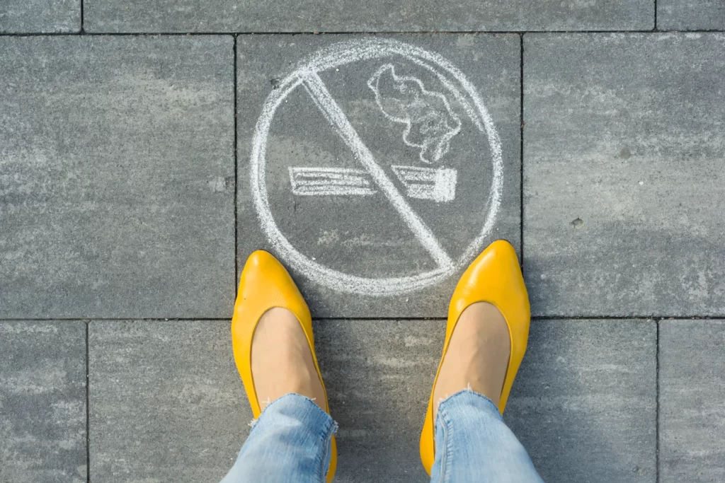 no smoking sign chalk drawing on concrete utc